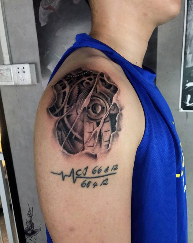机械纹身图片_手部纹身图案