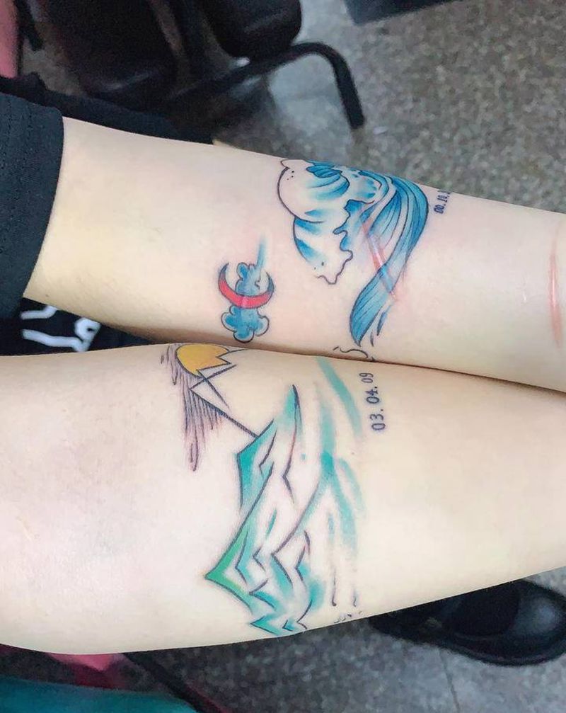 情侣纹身纹身图片_手臂新传统纹身图案