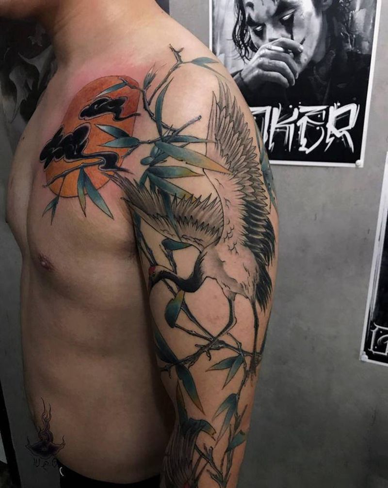 鹤纹身图片_手部纹身图案