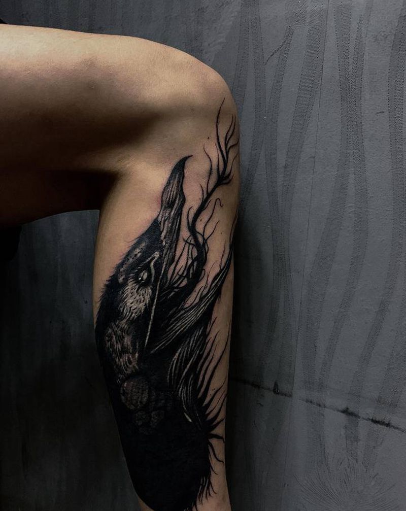 嘿案系列纹身图片_腿部欧美写实纹身图案