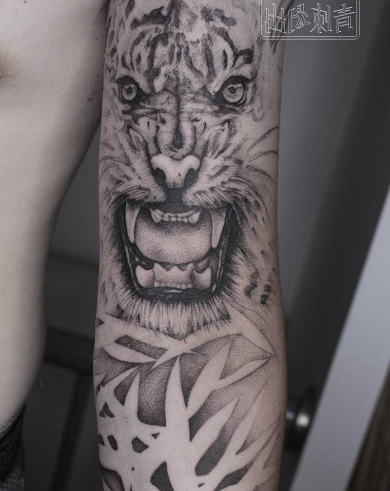 单针写实花臂终于完成✅纹身图片_手臂手部欧美写实点刺纹身图案