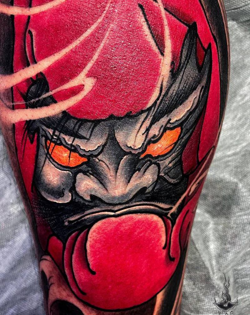 达摩蛋纹身图片_腿部纹身图案