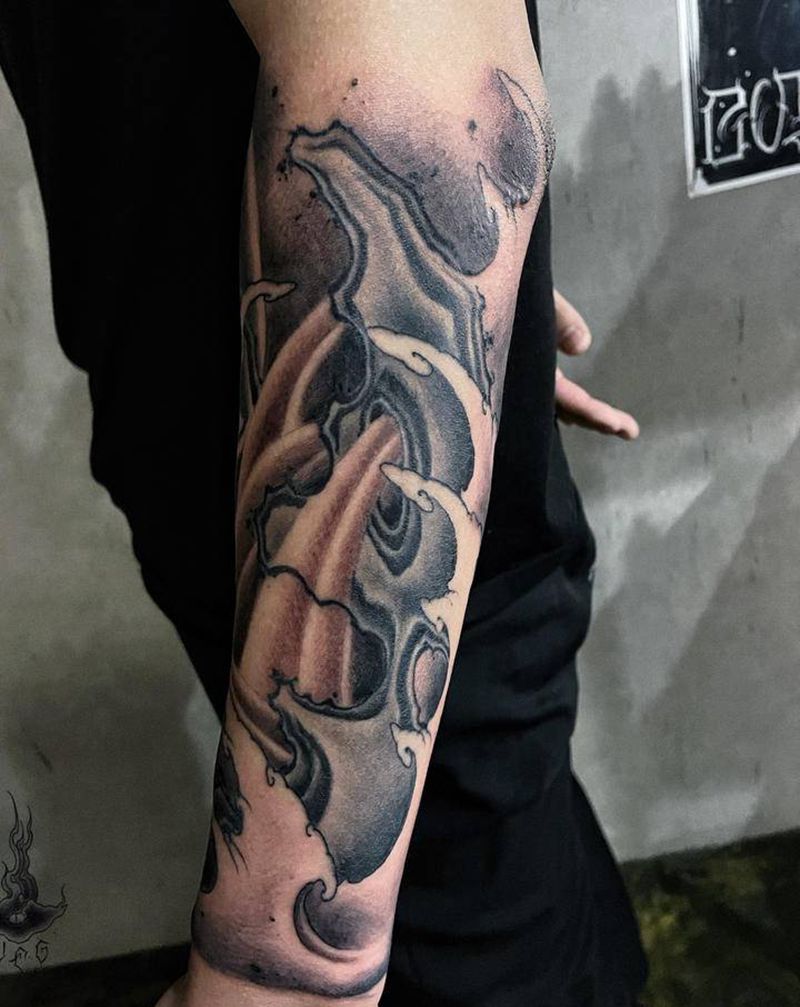浪纹身图片_手部纹身图案