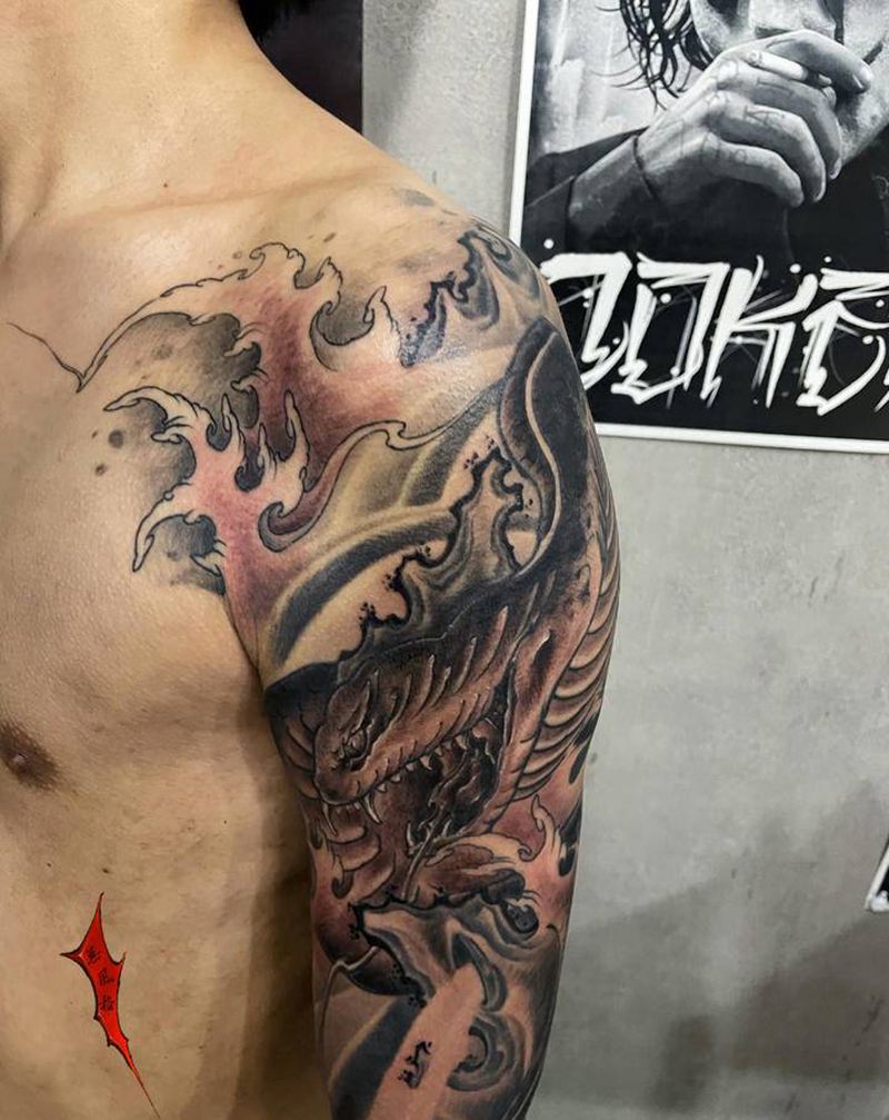 蛇纹身图片_手部手臂纹身图案