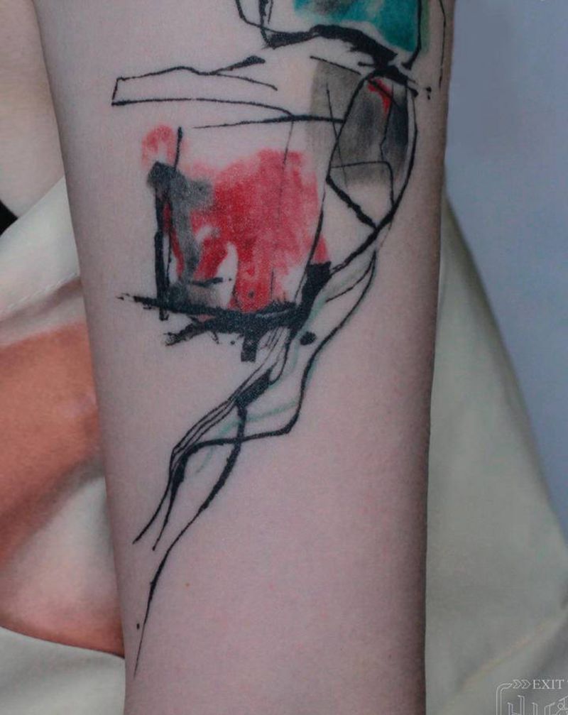 彩纹身图片_手臂水彩水墨纹身图案
