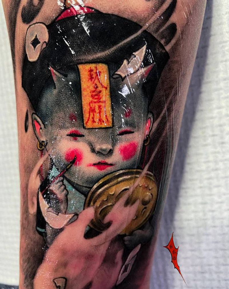 小鬼纹身图片_手部纹身图案