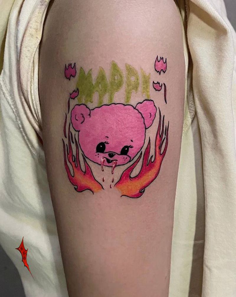 口水熊纹身图片_手部纹身图案