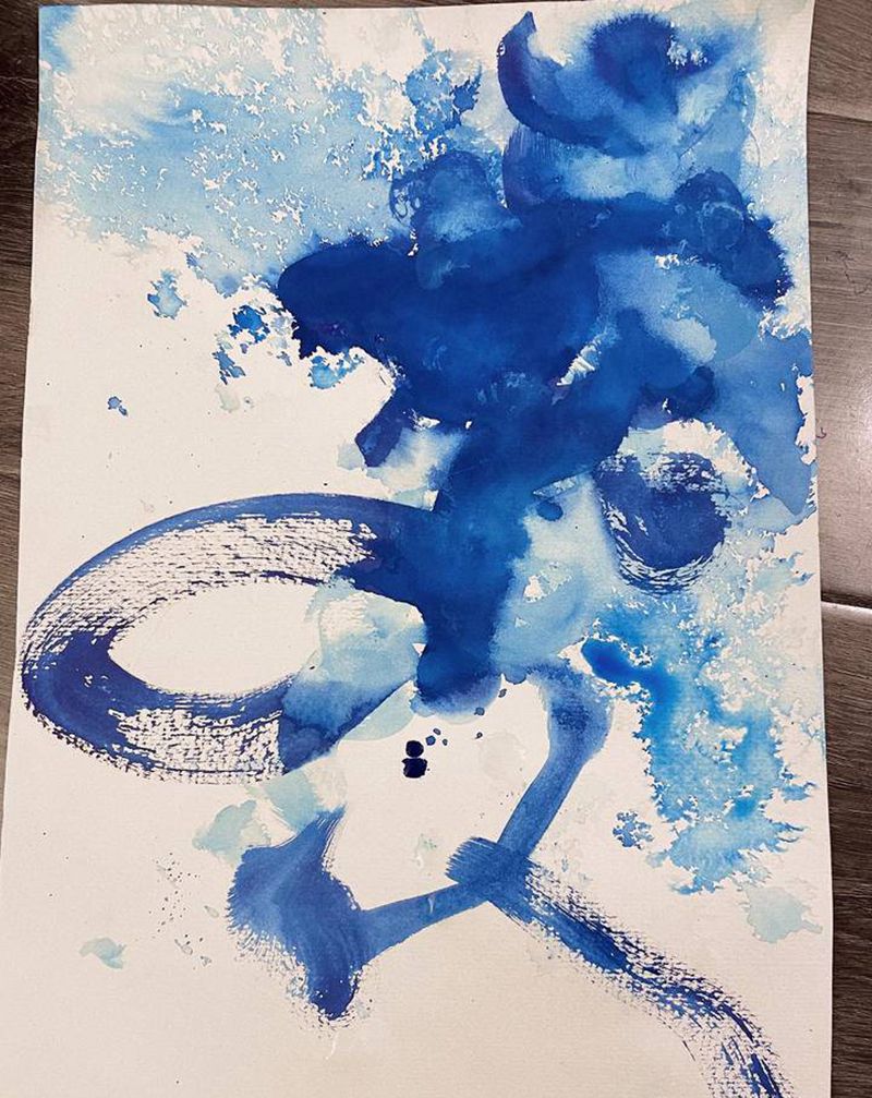 克莱因蓝纹身图片_水彩水墨纹身图案