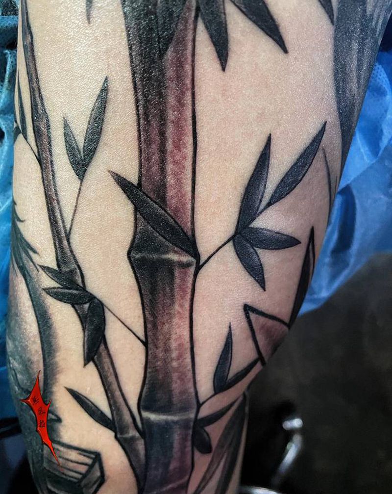 竹纹身图片_手部纹身图案