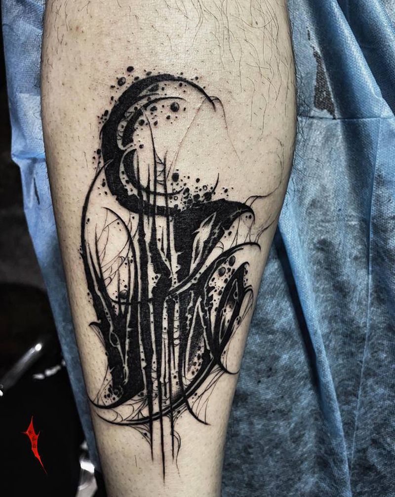 暗黑花体字纹身图片_手部纹身图案