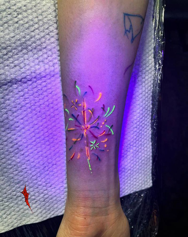 烟花纹身图片_手部纹身图案