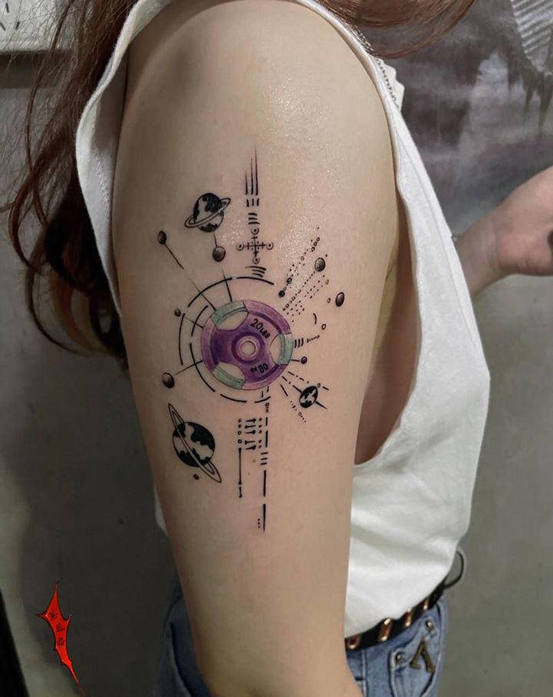 哑铃纹身图片_手部纹身图案