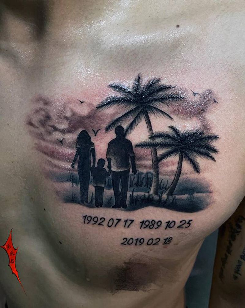 遮盖纹身图片_胸部纹身图案