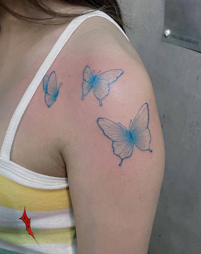 蝴蝶纹身图片_手部纹身图案