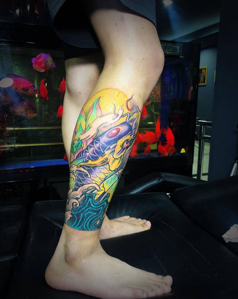 遮盖纹身图片_腿部纹身图案