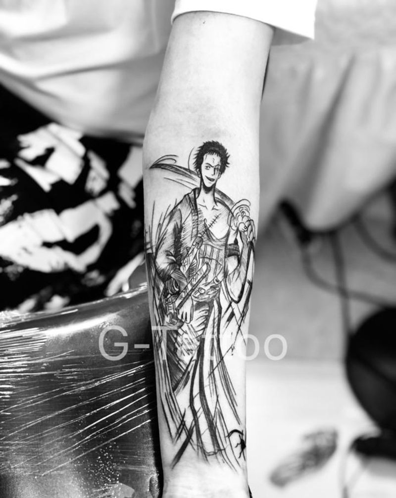 海贼王系列纹身图片_手臂点刺几何纹身图案