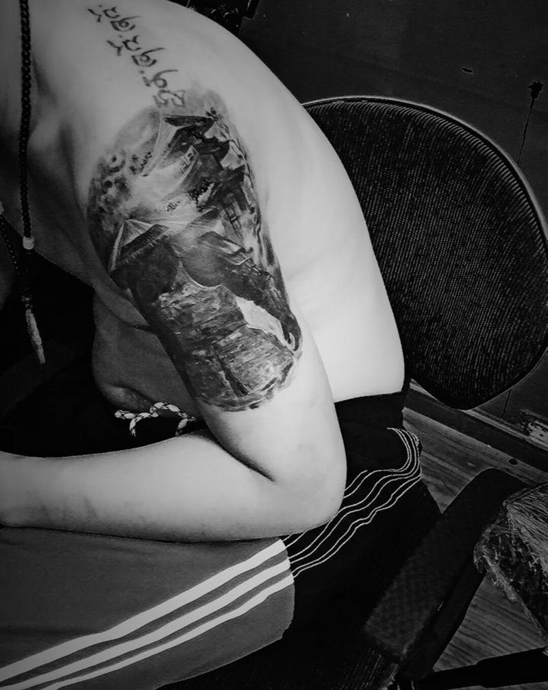 武士纹身图片_肩部纹身图案