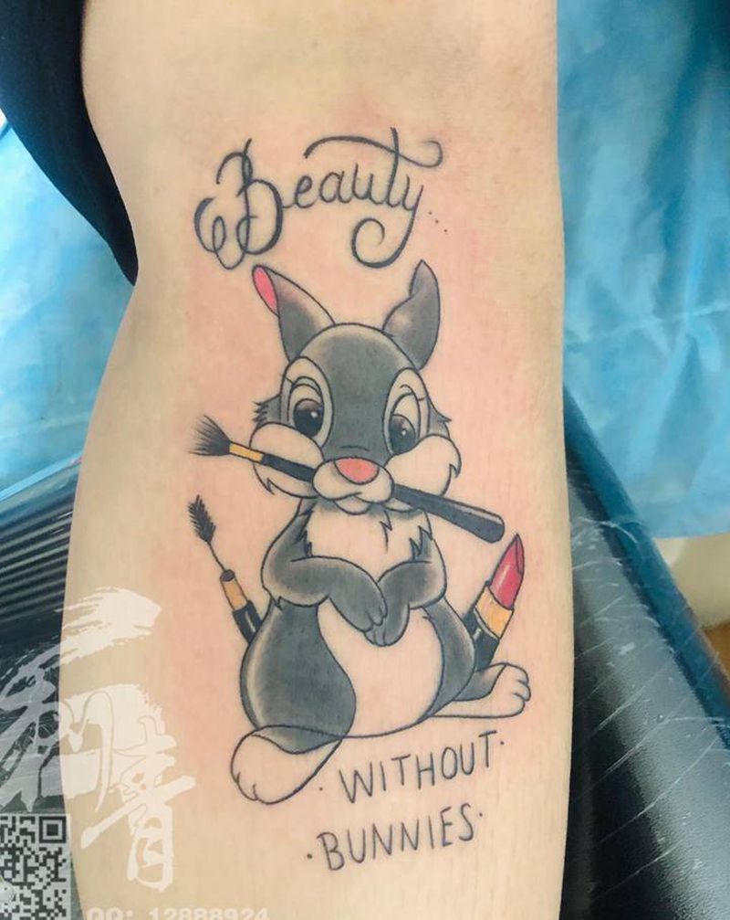 兔子纹身图片_腿部纹身图案