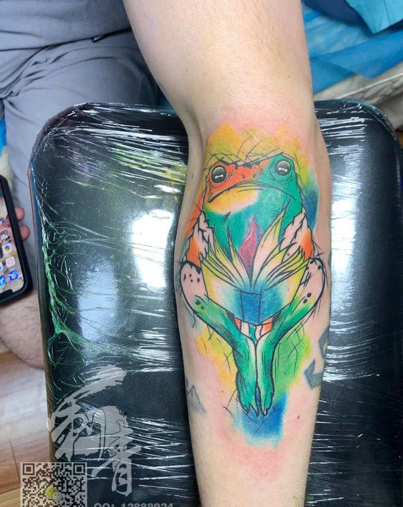 水彩青蛙纹身图片_手部手臂水彩纹身图案