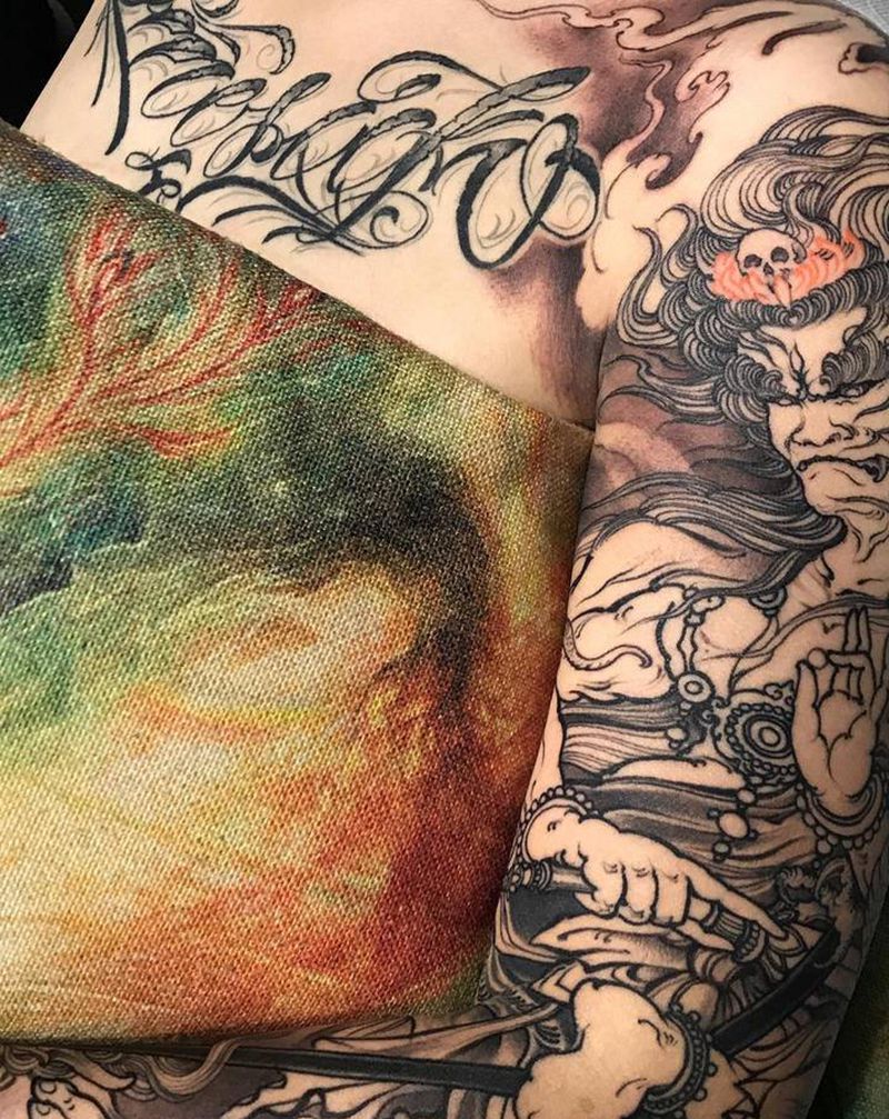 降三世明王纹身图片_手臂新传统降三世明王花臂明王不动明王纹身图案