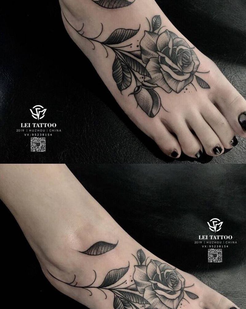 脚背纹身图片_脚部纹身图案