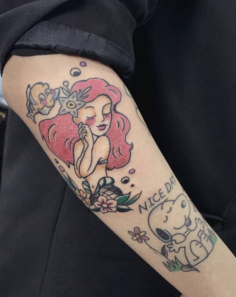 美人鱼纹身图片_手臂美人鱼纹身图案