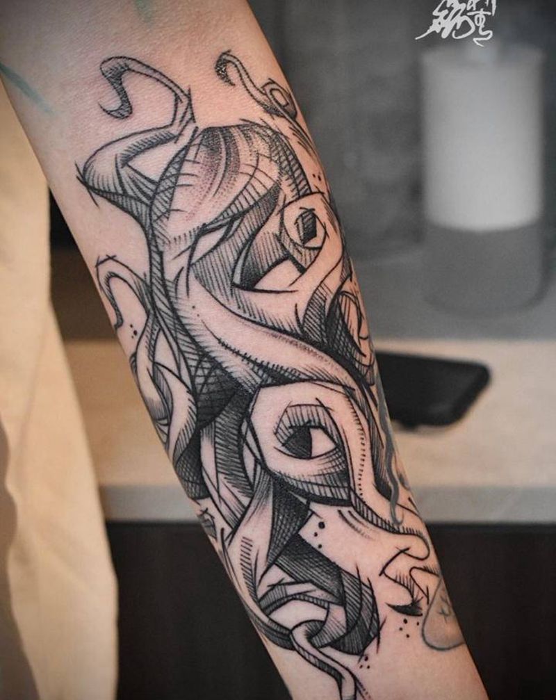 章鱼纹身图片_手臂纹身图案