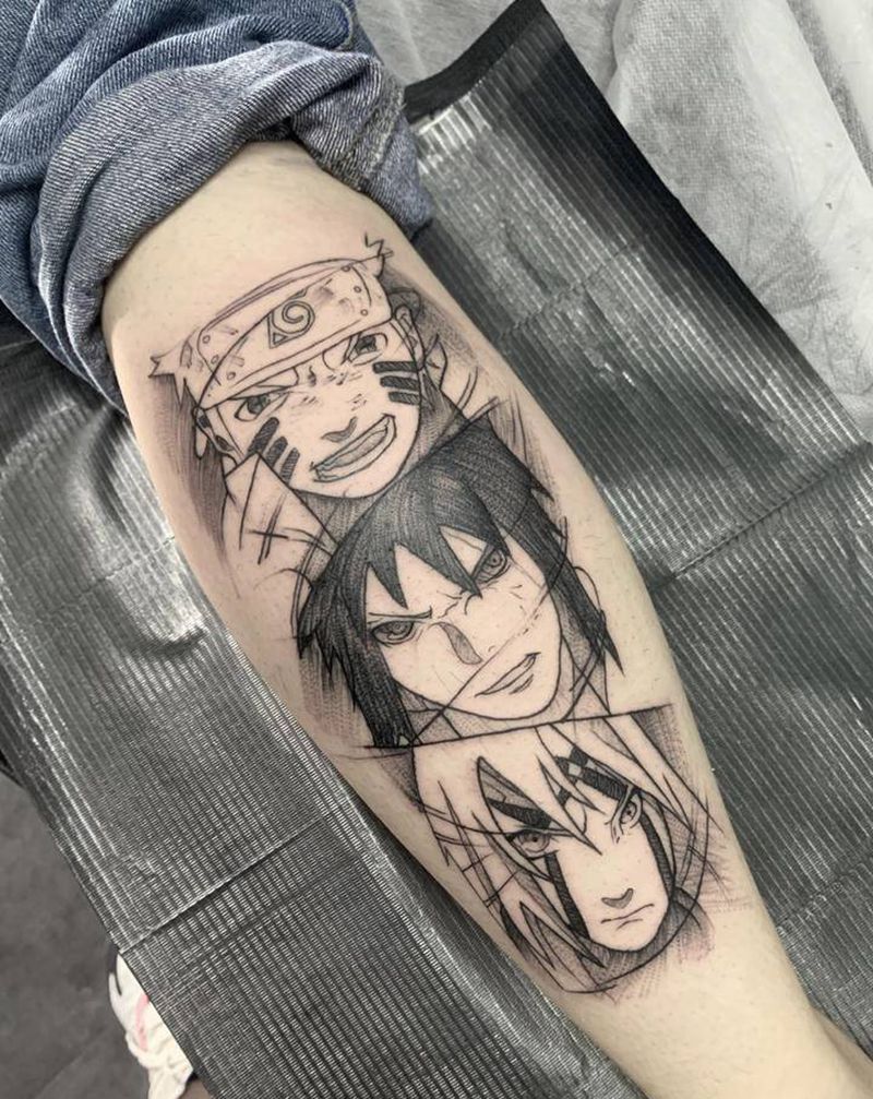 火影纹身图片_腿部纹身图案