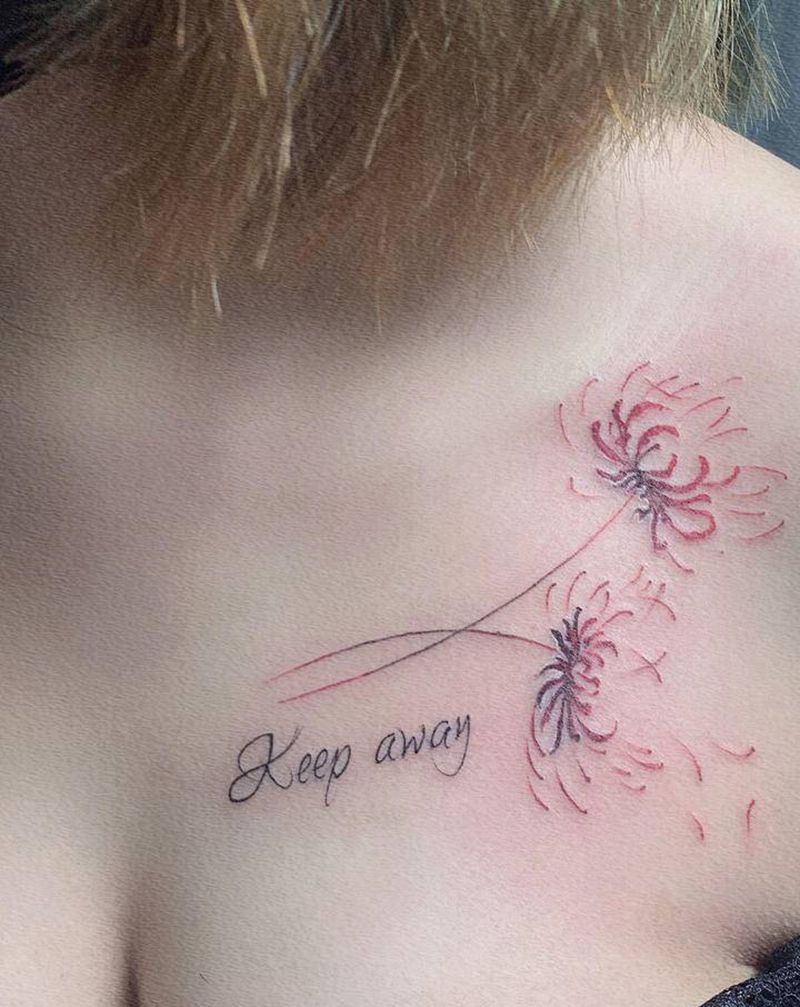 胸口彼岸花纹身图片_颈部纹身图案