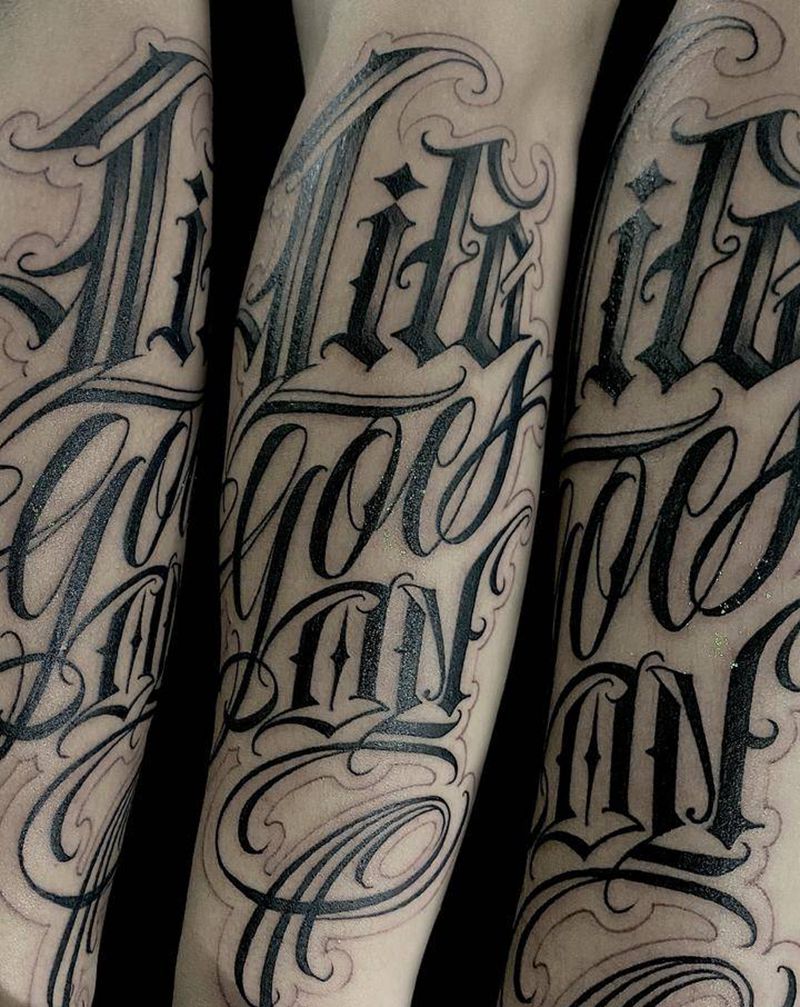 花体字纹身图片_手部手臂纹身图案