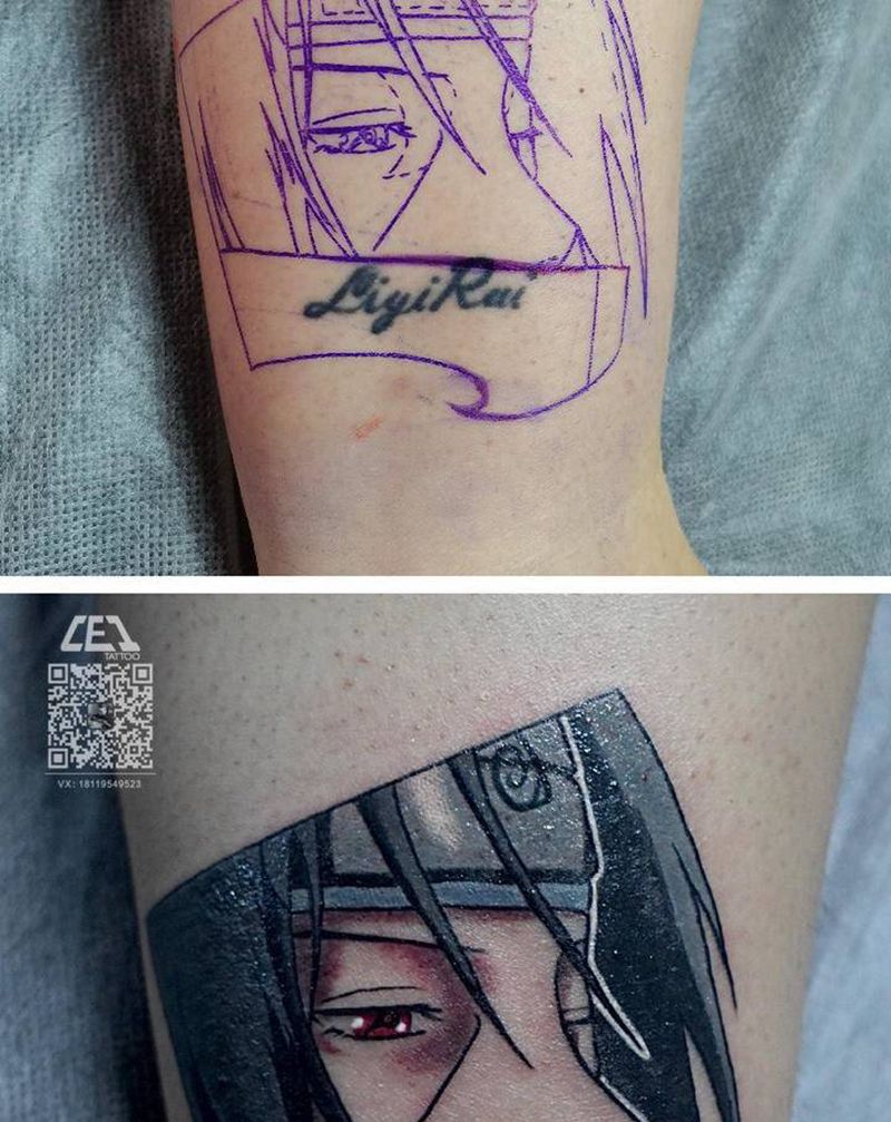 鼬纹身图片_腿部纹身图案