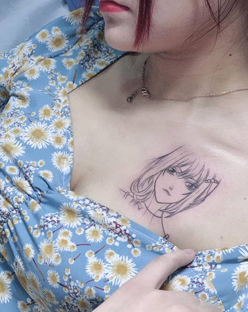 动漫纹身图片_胸部纹身图案