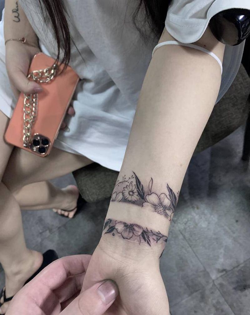 小清新手环纹身图片_手部纹身图案