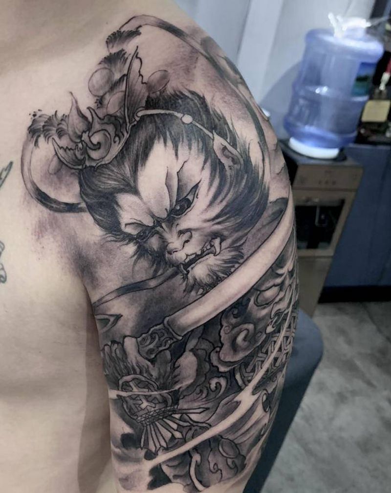 齐天大圣纹身图片_手部纹身图案