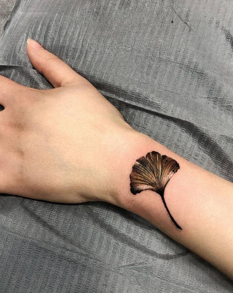 银杏叶纹身纹身图片_手部手臂水彩纹身图案