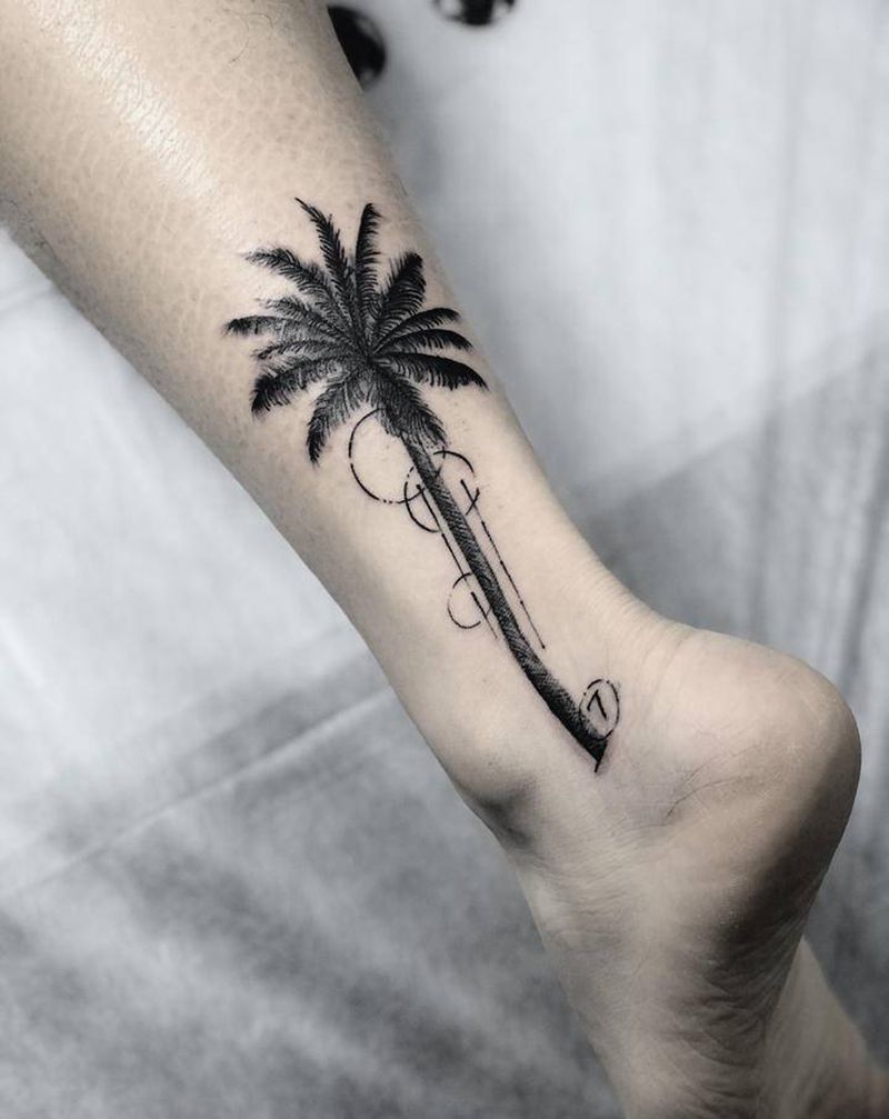 EDC同款纹身图片_腿部脚部几何纹身图案