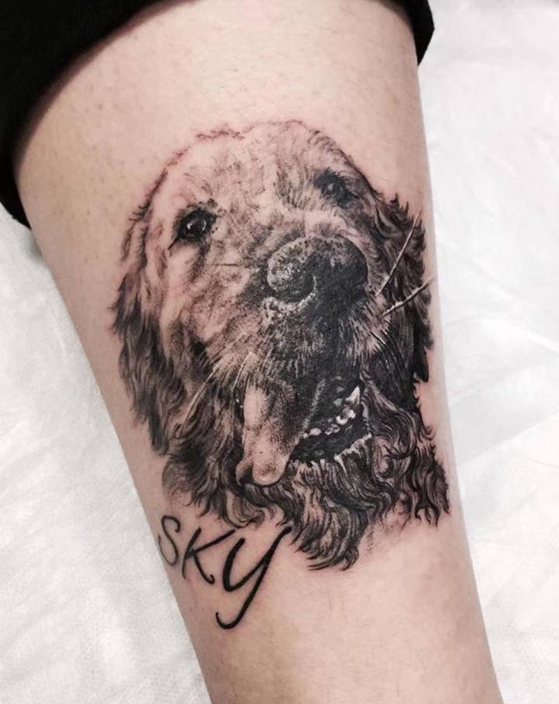 宠物纹身纹身图片_脚部腿部欧美写实纹身图案