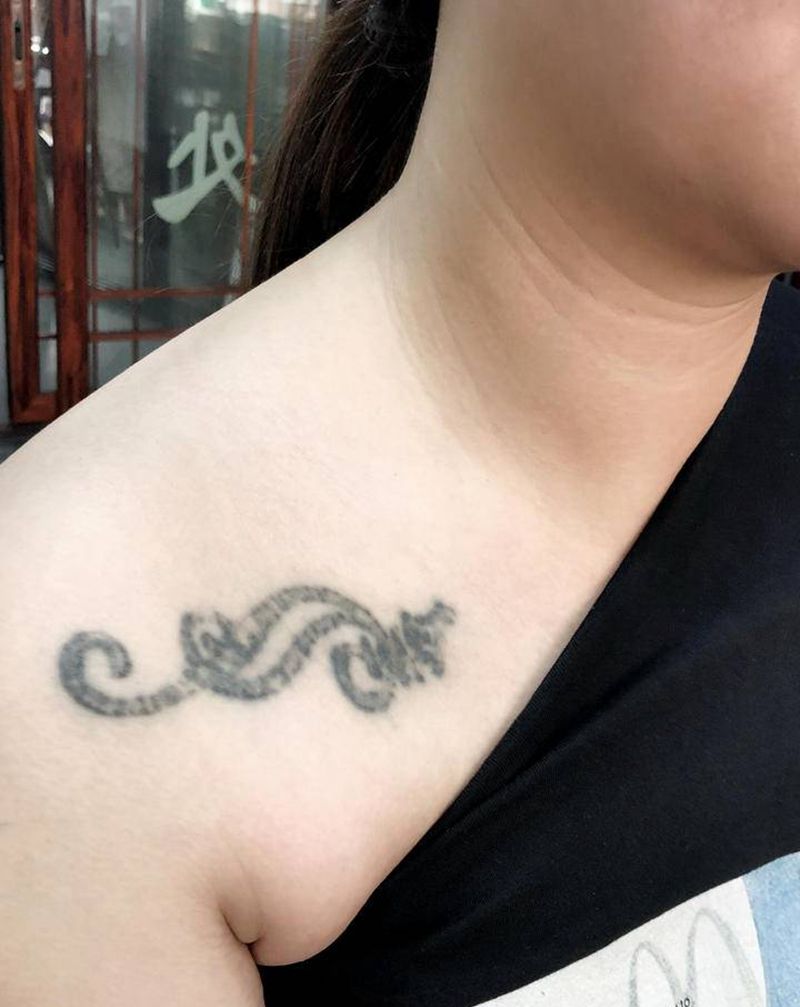 遮盖旧纹身纹身图片_胸部肩部水墨纹身图案