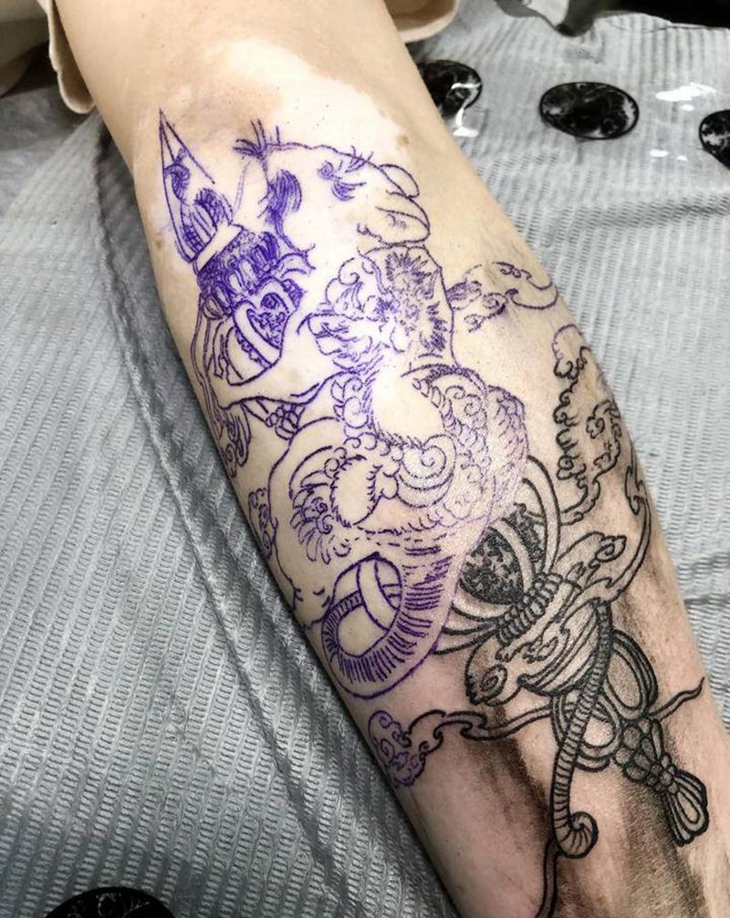 白癜风遮盖纹身图片_手臂手部新传统New School纹身图案