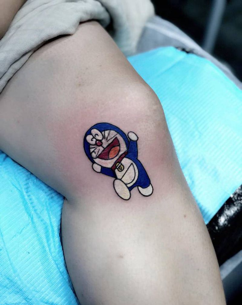 遮盖疤痕纹身图片_腿部New School纹身图案