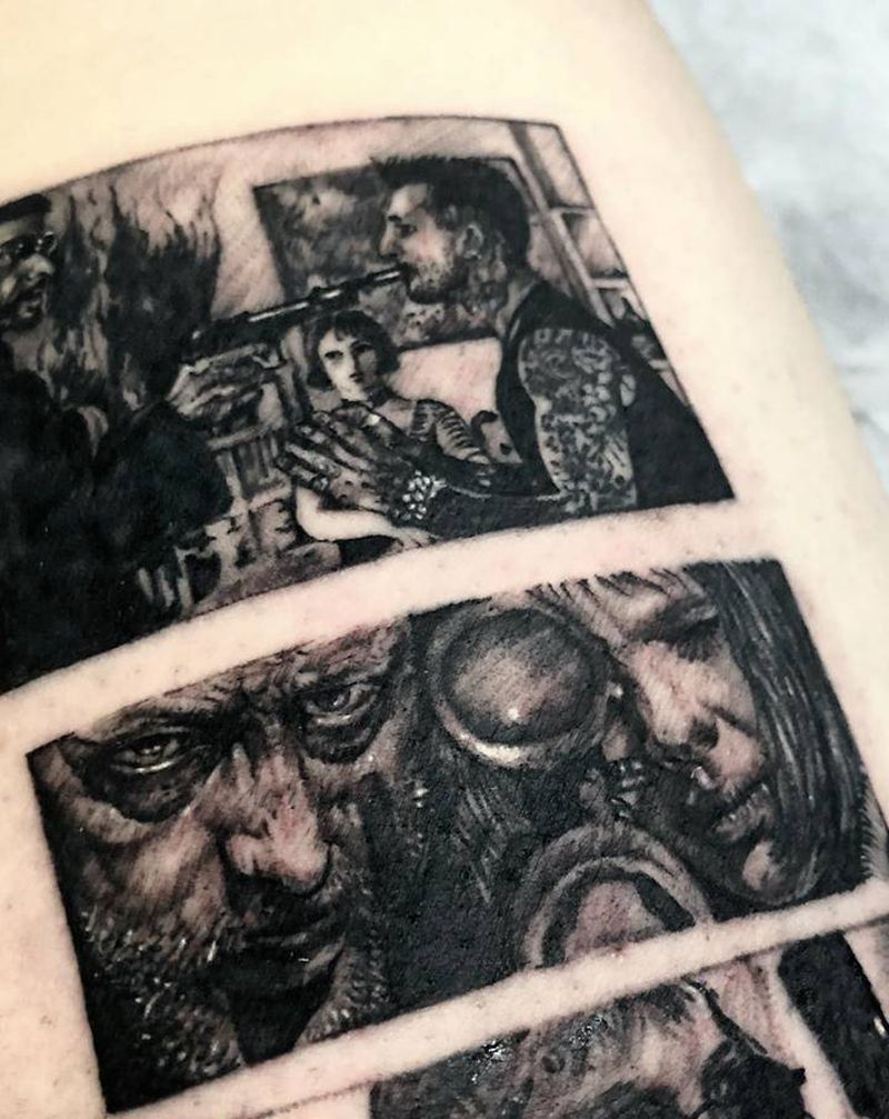 这个杀手不太冷纹身图片_腿部欧美写实纹身图案