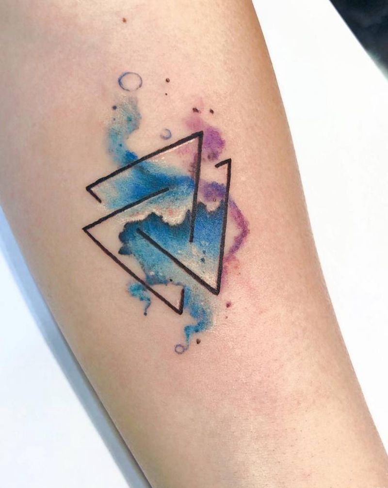 水彩小图纹身图片_手部手臂水彩水墨纹身图案