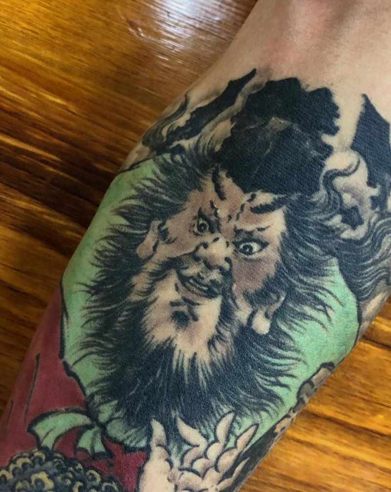 钟馗遮盖纹身图片_手部手臂新传统水墨纹身图案