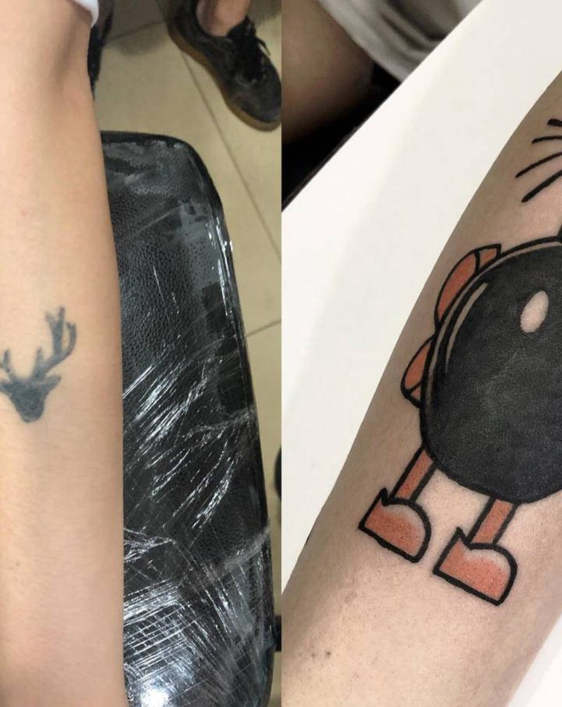 遮盖修改纹身图片_手部手臂图腾水彩纹身图案