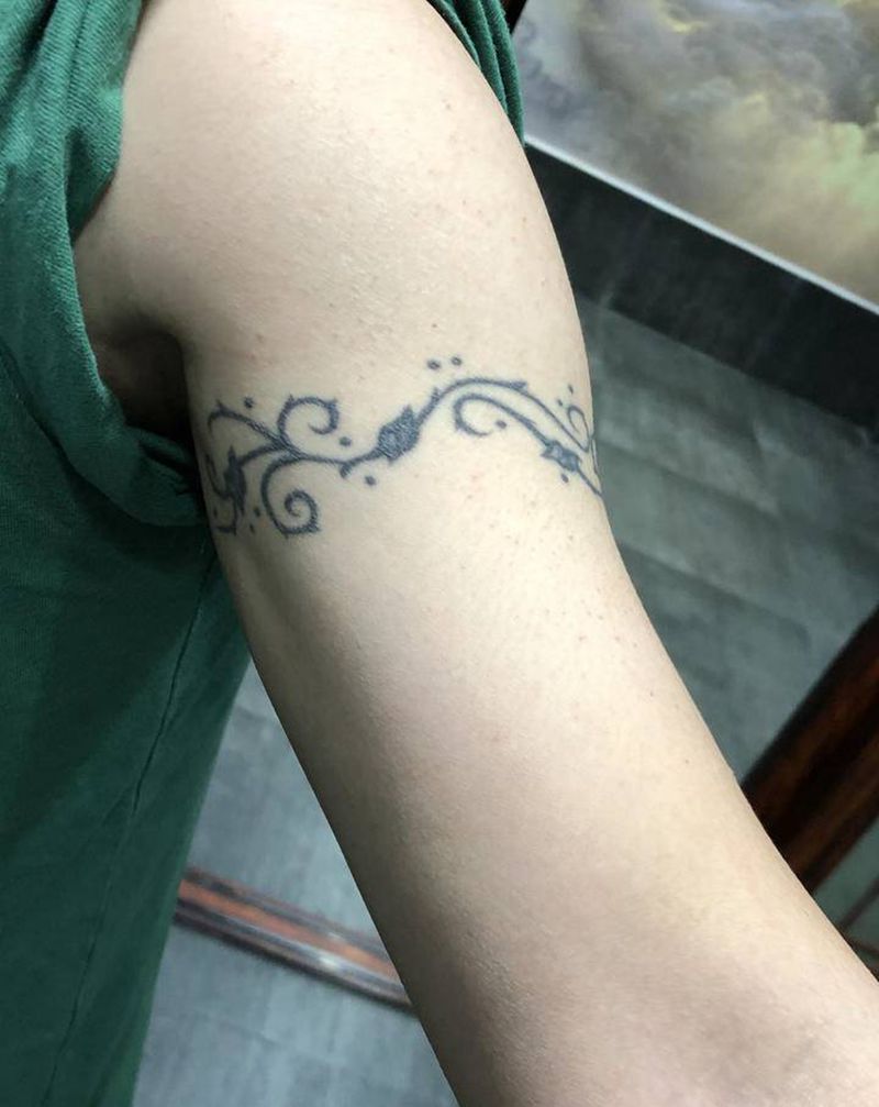 遮盖臂环纹身图片_手部手臂水彩水墨纹身图案