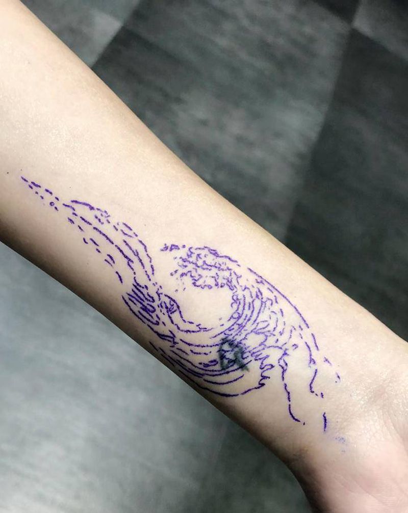 遮盖纹身图片_手臂手部水彩水墨纹身图案