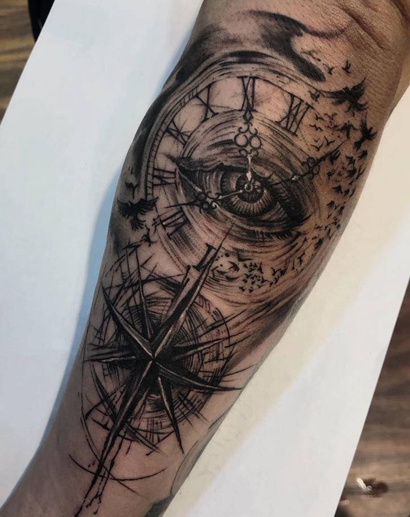 上帝之眼纹身图片_手臂欧美写实纹身图案