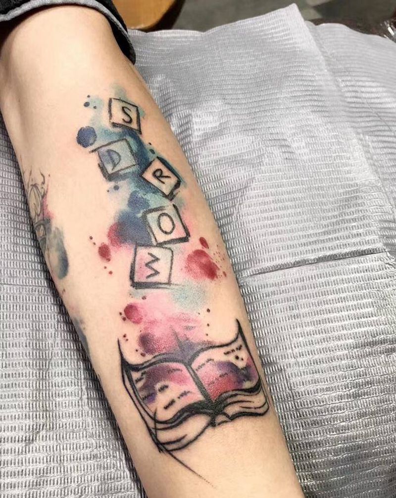 水彩作品纹身图片_手部手臂水彩水墨纹身图案