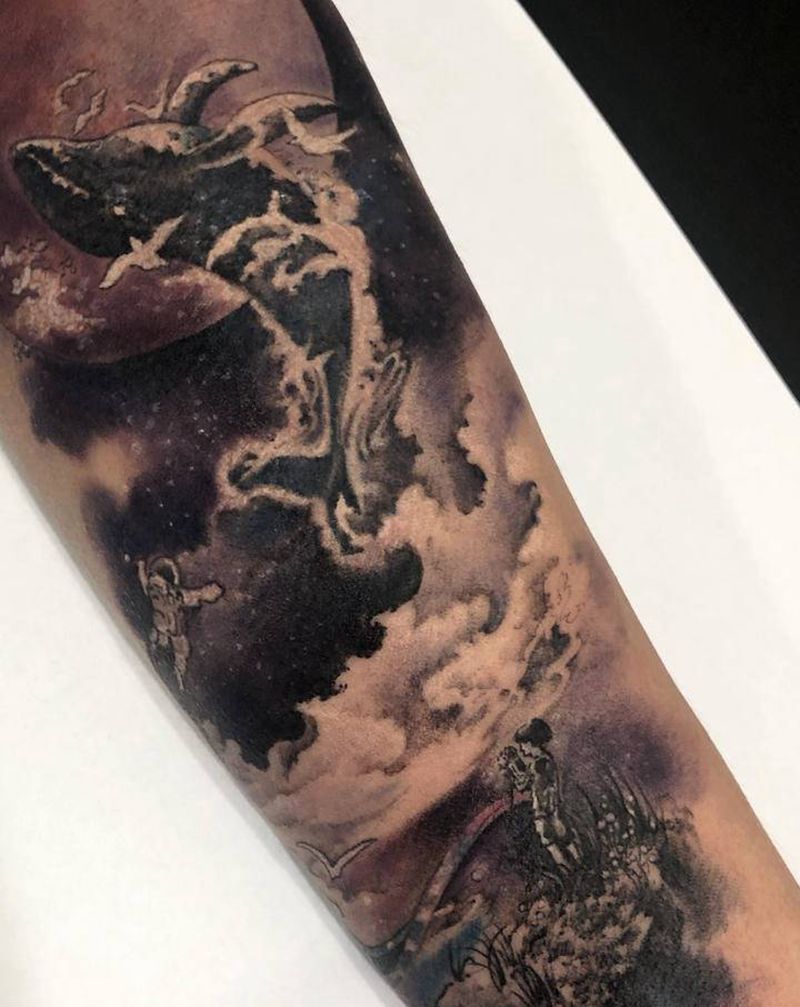 水彩纹身图片_手部手臂水彩水墨纹身图案