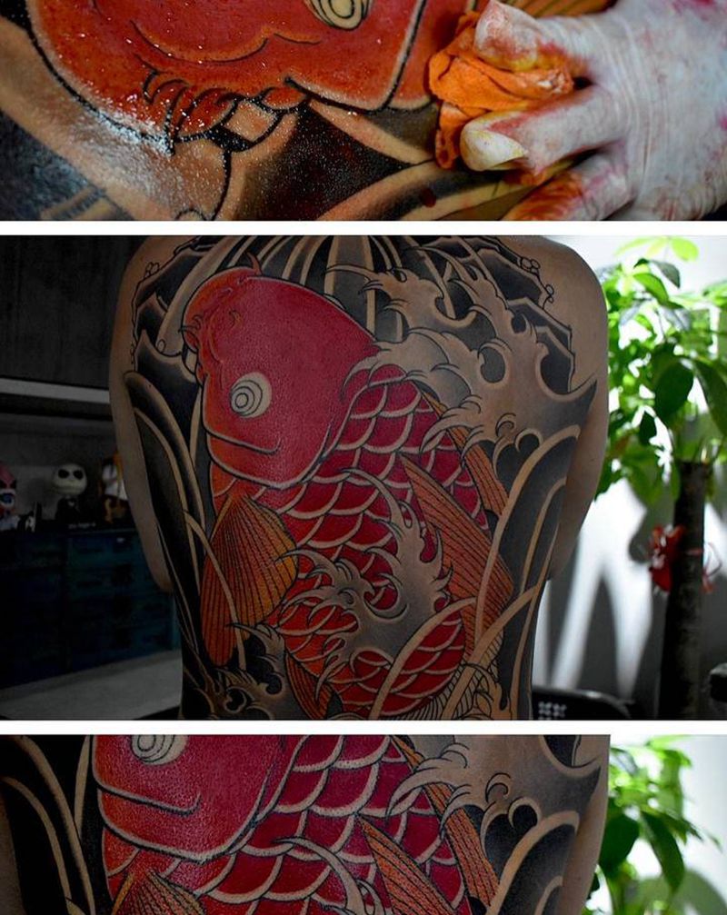 彩色纹身图片_背部纹身图案